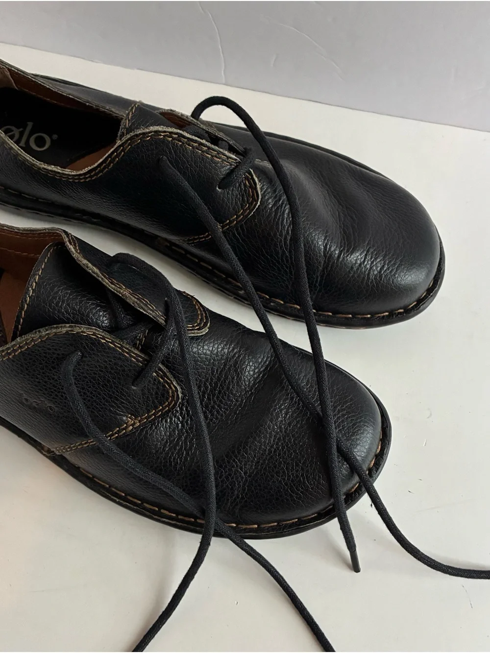 Bolo by Born Women’s 8 (39) Black Leather Lace Up Oxford Flats